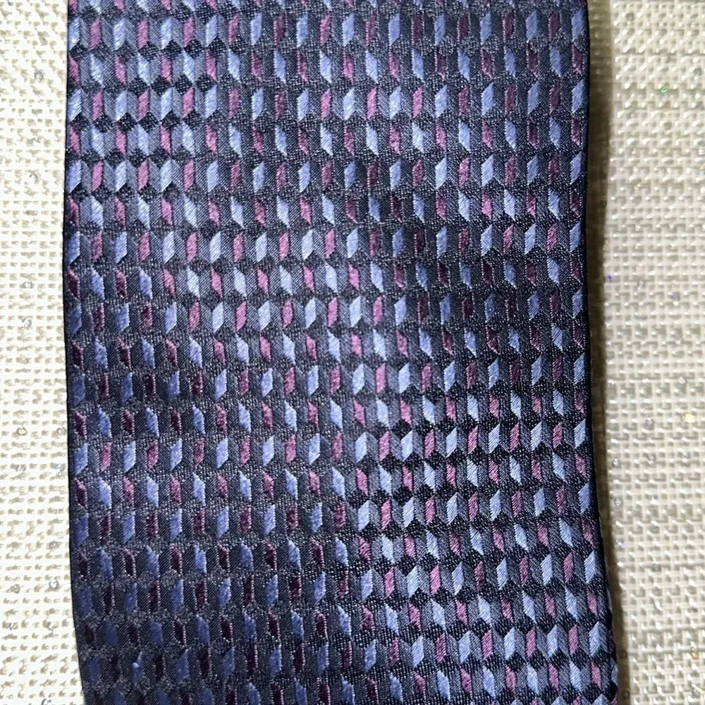 Crazy Horse Navy Light Blue Purple Woven Silk Tie